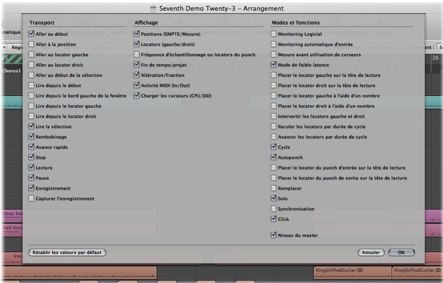 APPLE LOGIC PRO 8 - Pour personnelier la barre de transport : - 1