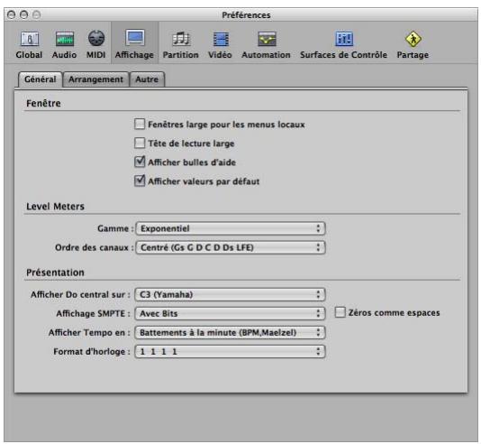 APPLE LOGIC PRO 8 - Preférences générales - 1