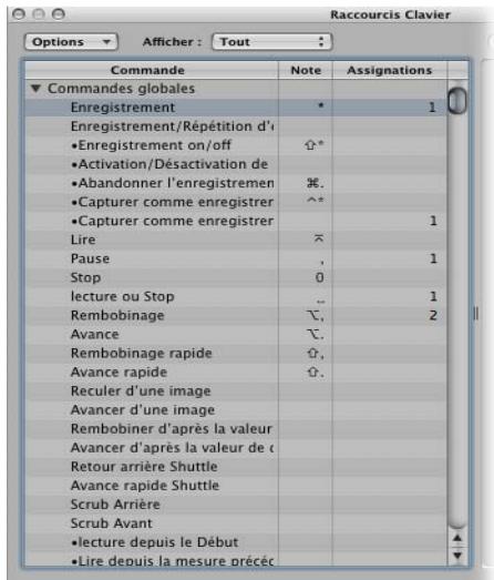 APPLE LOGIC PRO 8 - Impression d'une liste de raccourcis clavier - 1