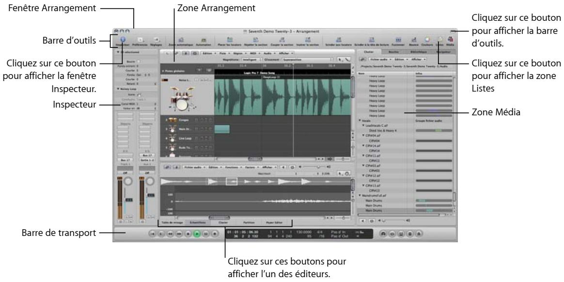 APPLE LOGIC PRO 8 - Fenêtre Arrangement - 1