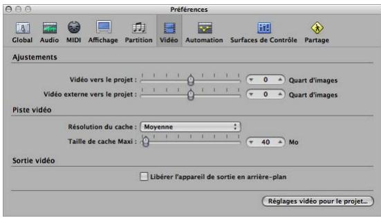 APPLE LOGIC PRO 8 - Preférences video - 1