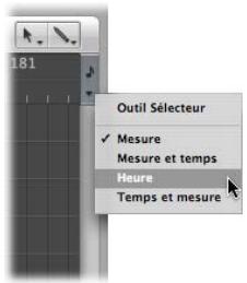APPLE LOGIC PRO 8 - Pour définiR le mode d'affichage de la règle Mesure : - 1