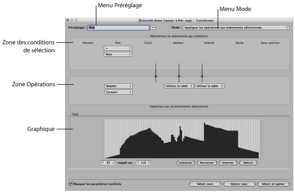 APPLE LOGIC PRO 8 - Utilisation des paramètres de la fenêtre de transformation - 1