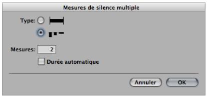 APPLE LOGIC PRO 8 - Pour modifier le type ou la durée du silence : - 1