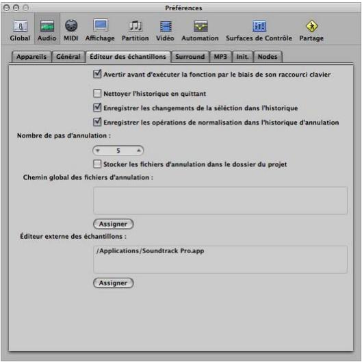 APPLE LOGIC PRO 8 - Preférences Éditeur des échantillons - 1
