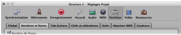 APPLE LOGIC PRO 8 - Réglages de projet associés à l'affichage des partitions - 1