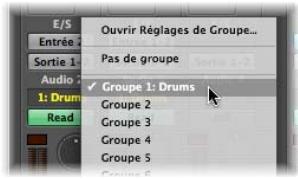 APPLE LOGIC PRO 8 - Pour assigner un canal à un groupe : - 1