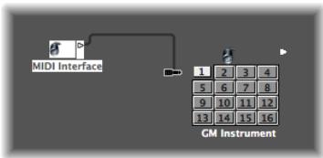 APPLE LOGIC PRO 8 - Pour étabir une connexion entre deux objets - méthode 1 : - 1