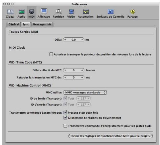APPLE LOGIC PRO 8 - Preférences de synchronisation - 1