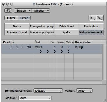 APPLE LOGIC PRO 8 - Pour entrer des chaînes SysEx manuellement : - 1