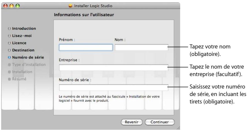 APPLE LOGIC STUDIO - Pour installer et autoriser l'accès à logic studio : - 1