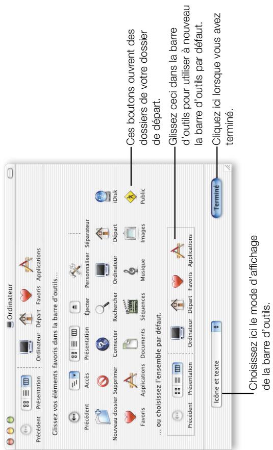 APPLE MAC OS X 10.0 - Modification de la barre d'outils de la fenêtre du Finder - 1
