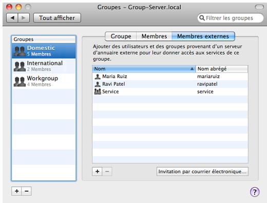 APPLE MAC OS X SERVER 10.6 SNOW LEOPARD - Ajout ou suppression de membres externes d'un groupe - 1