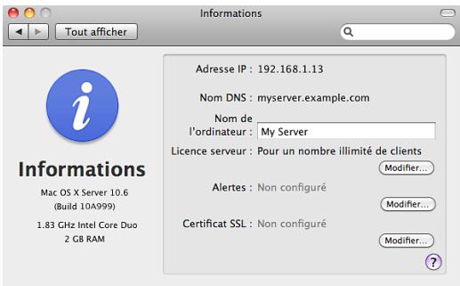 APPLE MAC OS X SERVER 10.6 SNOW LEOPARD - Gestion des informations du serveur - 1