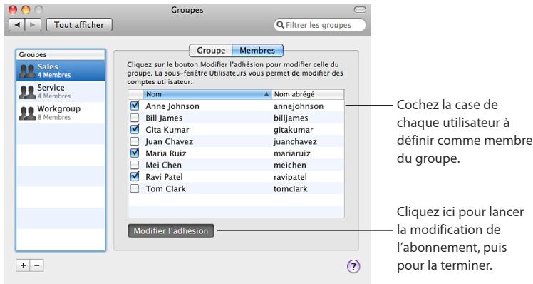 APPLE MAC OS X SERVER 10.6 SNOW LEOPARD - Ajout ou suppression de membres d'un groupe - 1