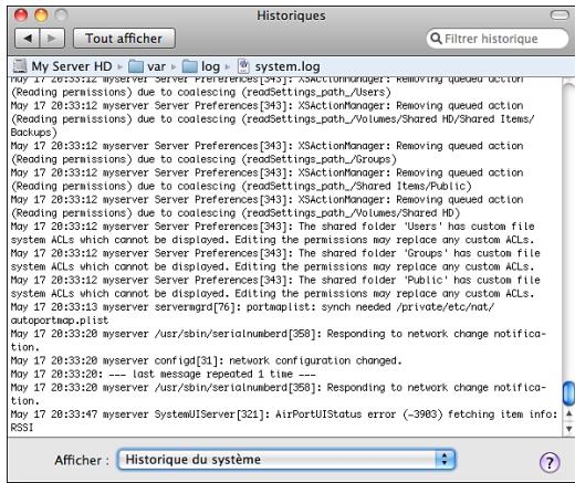 APPLE MAC OS X SERVER 10.6 SNOW LEOPARD - Consultation des historiques du serveur - 1