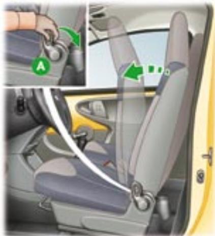 PEUGEOT 107 2007 - Réglage de l'inclinaison du dossier - 1