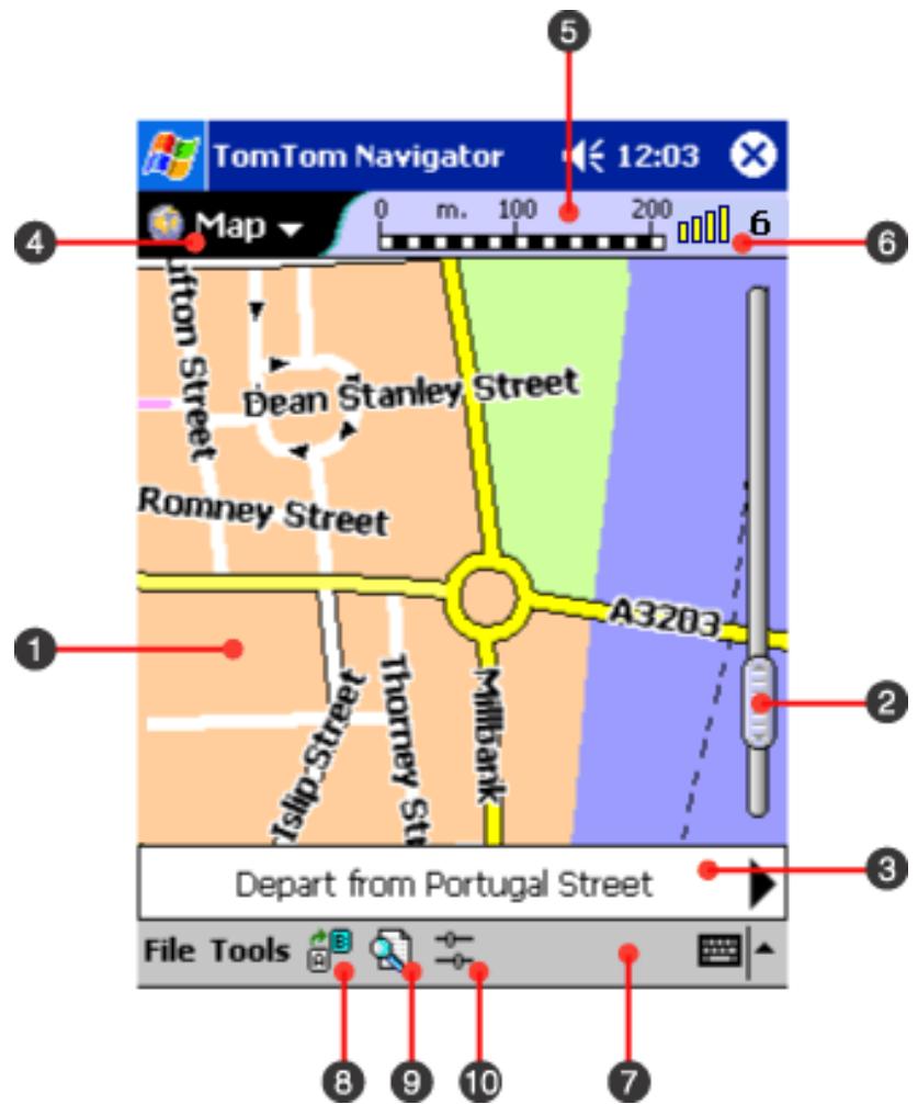 TOMTOM NAVIGATOR 3 POUR PALM - Mode d'affichage Carte - 1