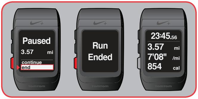 TOMTOM GPS MONTRE NIKE+ - Mettre fin à une séance de jogging - 1