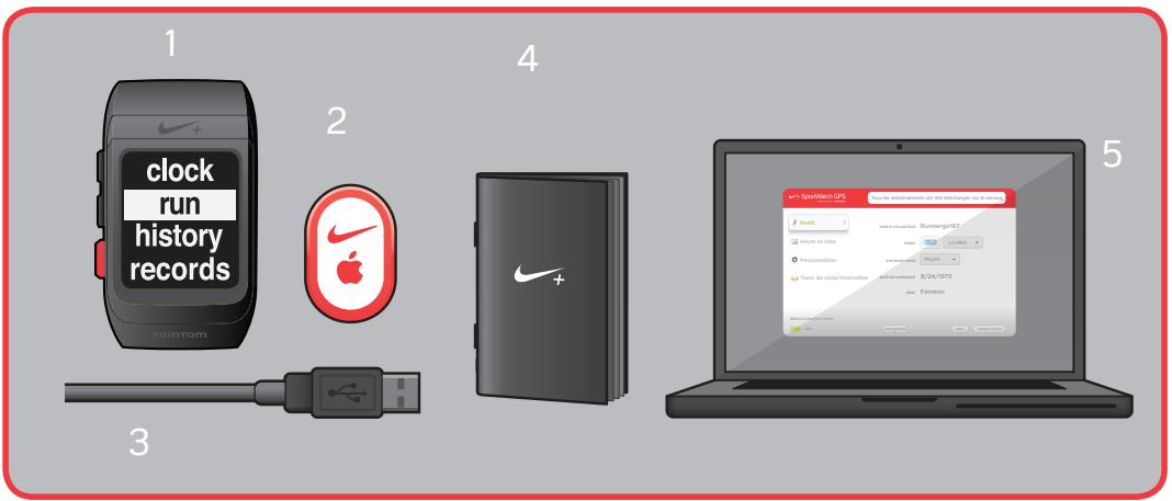 TOMTOM GPS MONTRE NIKE+ - CE QUI EST INCLUS - 1