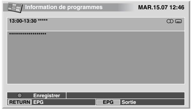 PIONEER PDP-434HDE - Affichage des informations concernant une émission - 1