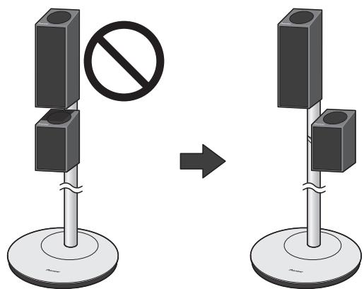 PIONEER CP-ST100 - Falsche und richtige Befestigung der Laufsprecher am Ständer - 1