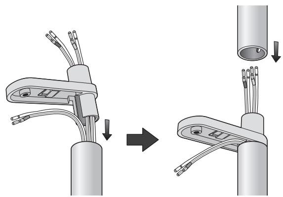 PIONEER CP-ST100 - Setzen Sie den Arm und den kurzen Pfeiler zusammen, und verlegen Sie die Lautsprecherkabel wie gezeigt. - 1