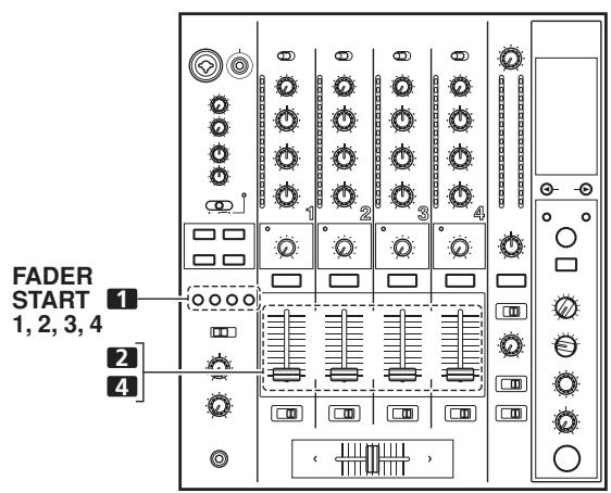 PIONEER DJM-800 - [Starten der Wiedergabe über Kanal-Faderhebel] - 1