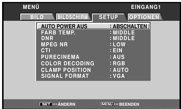 PIONEER PDA-5003 - Betätigen Sie / zur Wahl von [SETUP]. - 1