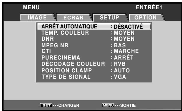 PIONEER PDA-5003 - Utilisez les touches / pour choisir [SETUP]. - 1