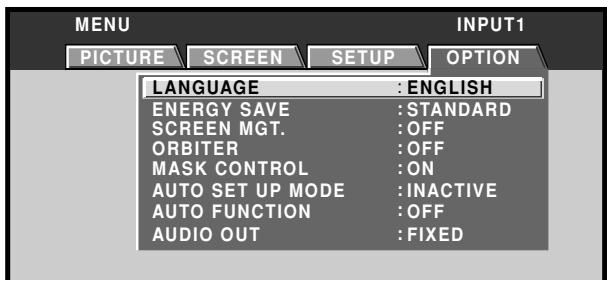 PIONEER PDA-5003 - Use the / buttons to select [OPTION]. - 1