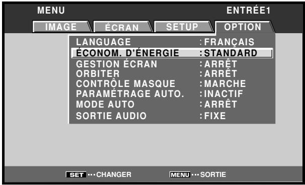 PIONEER PDA-5003 - Réglages d'économie d'énergie (ÉCONOM. D'ENERGIE) - 4