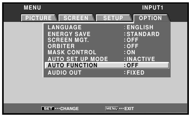 PIONEER PDA-5003 - Use the / buttons to select [AUTO FUNCTION]. - 1