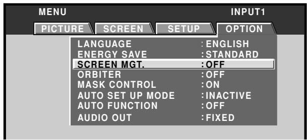 PIONEER PDA-5003 - Use the / buttons to select [SCREEN MGT.], then press the SET button. - 1