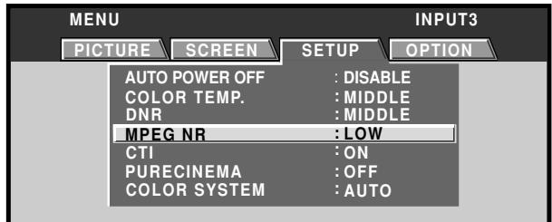 PIONEER PDA-5003 - Use the / buttons to select [MPEG NR], then press the SET button. - 1