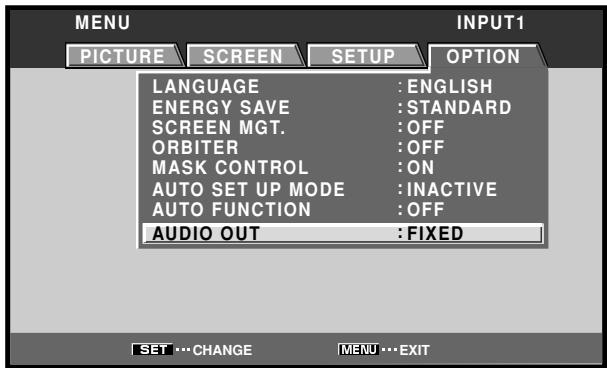 PIONEER PDA-5003 - Use the / buttons to select [AUDIO OUT]. - 1