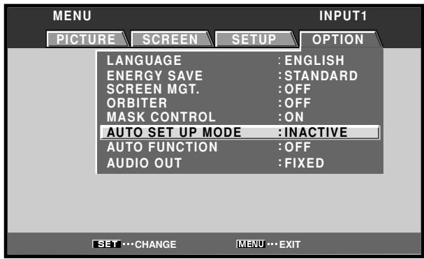 PIONEER PDA-5003 - Use the / buttons to select [AUTO SET UP MODE]. - 1