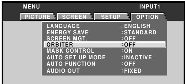 PIONEER PDA-5003 - Use the / buttons to select [ORBITER]. - 1