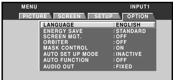 PIONEER PDA-5003 - Use the / buttons to select [OPTION]. - 1
