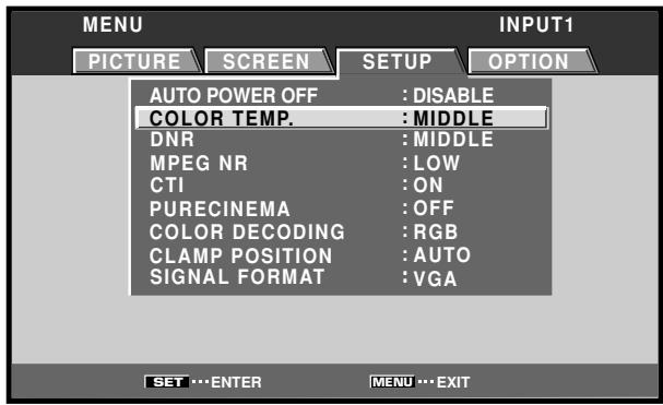 PIONEER PDA-5003 - Use the / buttons to select [SETUP]. - 2