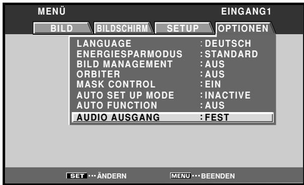 PIONEER PDA-5003 - Betätigen Sie / zur Wahl von [AUDIO AUSGANG]. - 1