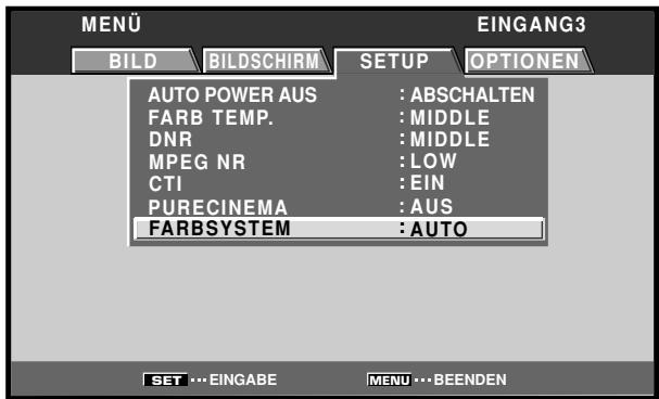 PIONEER PDA-5003 - Betätigen Sie / zur Wahl von [FARBSYSTEM]. - 1