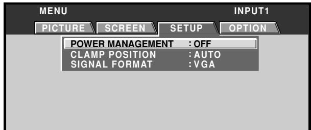 PIONEER PDA-5003 - Use the / buttons to select [SETUP]. [When computer signal is input to INPUT1, INPUT2 or INPUT5 (PDA-5003 only)] - 1