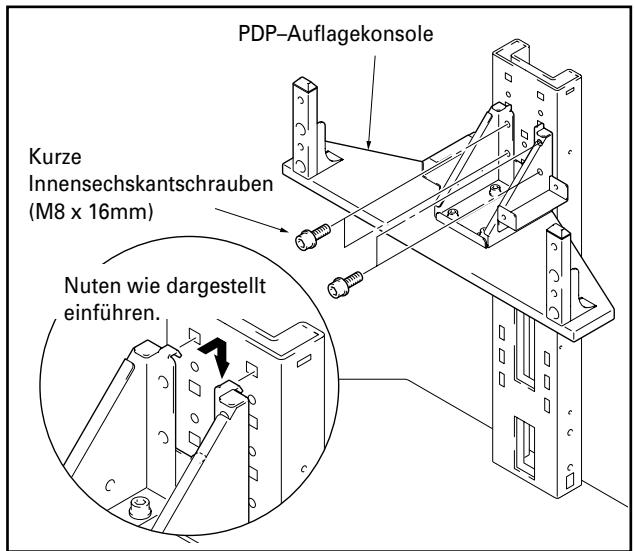PIONEER PDK-FS02 - Verwenden Sie kurze Innensechskantschrauben zur Befestigung der PDP-Auflagekonsole an der zentralen Stützsäule ( die Schrauben müssen an 4 Positionen eingeschraubt werden ). - 1