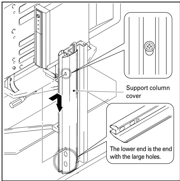 PIONEER PDK-FS02 - Attach one support column cover to the center support column to cover cables, then completely screw in the screws (2 screws, on the top and bottom). - 1