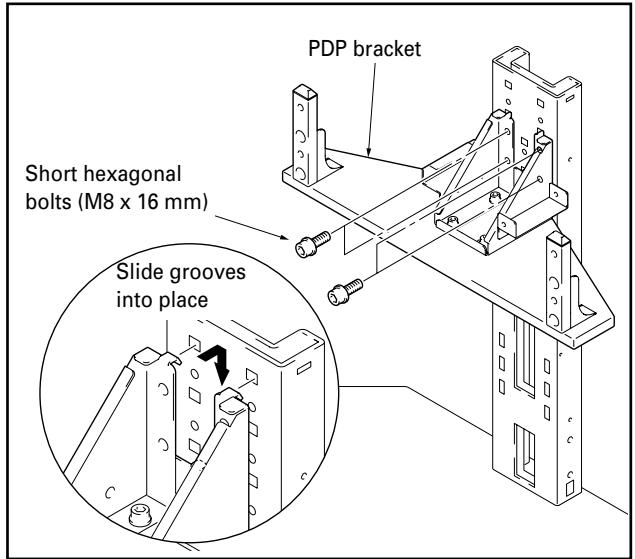 PIONEER PDK-FS02 - Use short hexagonal bolts to attach PDP bracket to center support column (bolts must be screwed in four locations). - 1