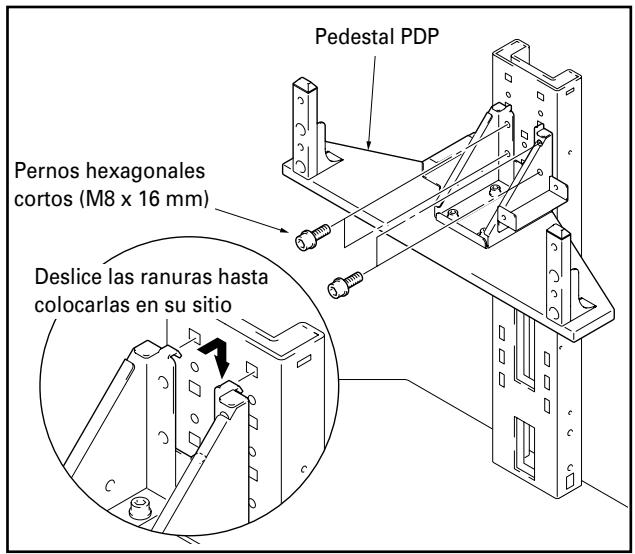 PIONEER PDK-FS02 - Utilice los pernos hexagonales cortos para fijar el pedestal PDP en la columna central de soporte (los pernos deben atornillarse en cuatro lugares). - 1