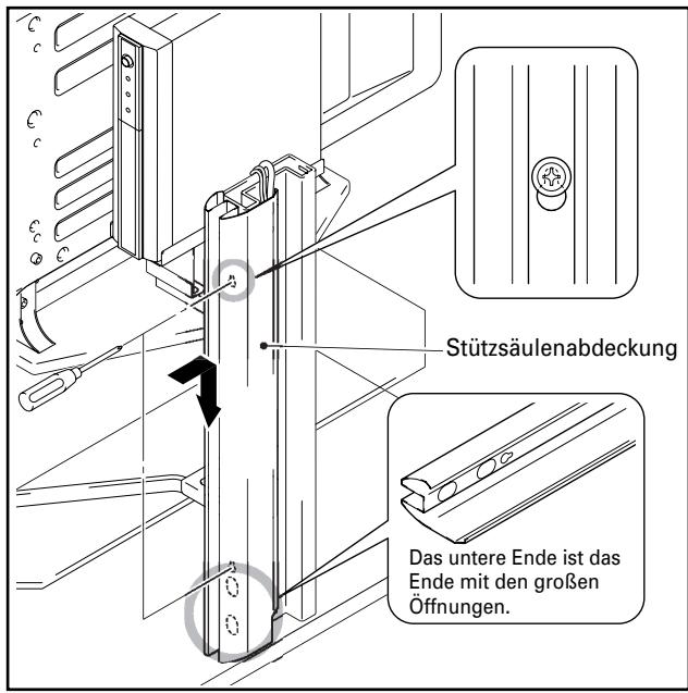 PIONEER PDK-FS02 - Befestigen Sie eine Stützsäulenabdeckung an der zentralen Stützsäule und schrauben Sie dann die Schrauben fest (2 Schrauben, eine oben und eine unten). - 1