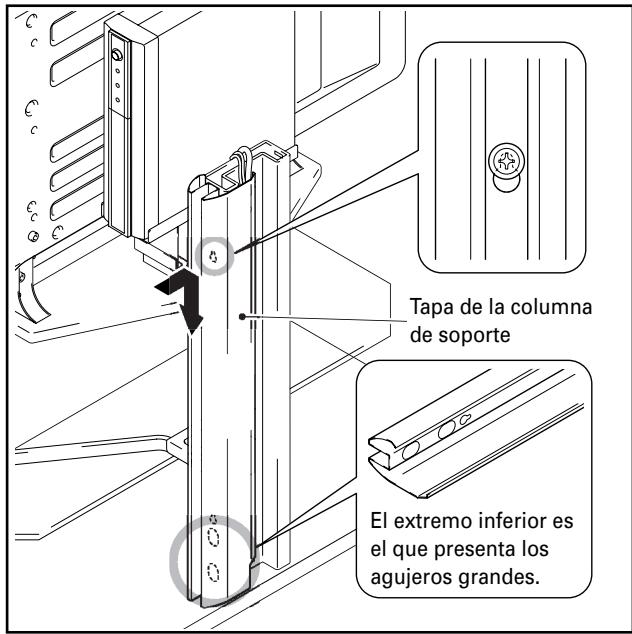 PIONEER PDK-FS02 - Fije una tapa de la columna de apoyo en el centro de dicha columna para tapar los cables, a continuación, atornille completamente los tornillos (2 tornillos, en la parte superior y la inferior). - 1