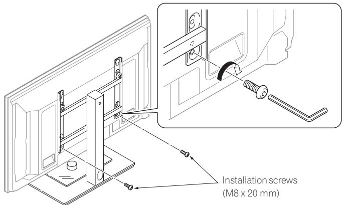 PIONEER PDK-LS01 - Fix the stand and plasma display firmly in place with installation screws (M8 x 20 mm). - 1